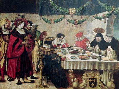 Pyhä Tuomas Akvinolainen (1214-74) ja Ludvig IX (1215-70) (tempera paneelissa) tekijältä Niklaus Manuel